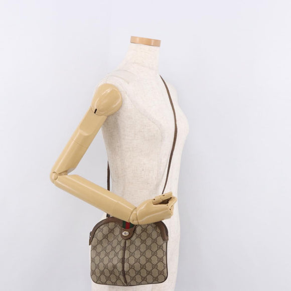 GUCCI GG Supreme Shoulder Bag PVC Beige Gold 904 02 Auth 190576