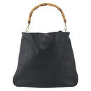 GUCCI Bamboo Hand Bag Leather Black Gold 001 1908 Auth 190578-2