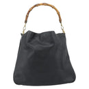 GUCCI Bamboo Hand Bag Leather Black Gold 001 1908 Auth 190578-3