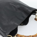 GUCCI Bamboo Hand Bag Leather Black Gold 001 1908 Auth 190578-6