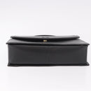 VALENTINO Hand Bag Leather Black Gold Auth 190581-6