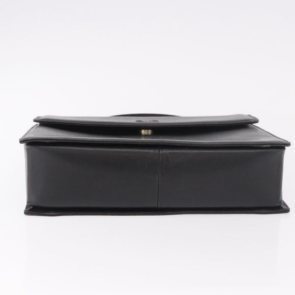 VALENTINO Hand Bag Leather Black Gold Auth 190581