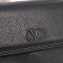 VALENTINO Hand Bag Leather Black Gold Auth 190581-17