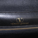 VALENTINO Hand Bag Leather Black Gold Auth 190581-11