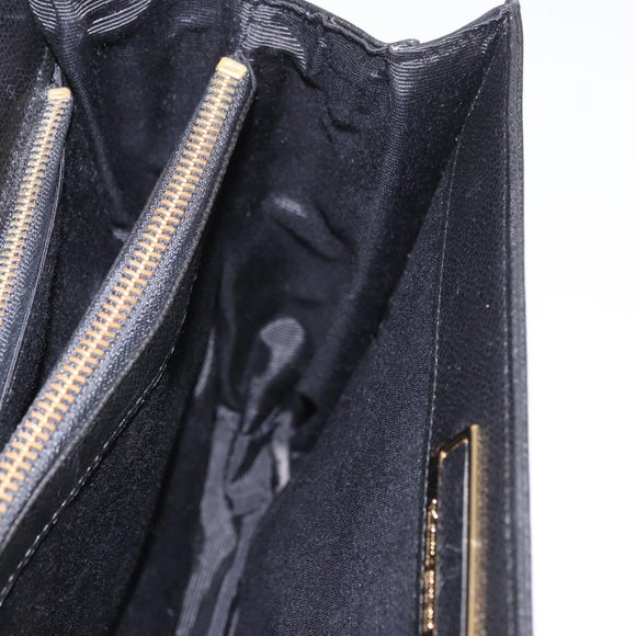VALENTINO Hand Bag Leather Black Gold Auth 190581