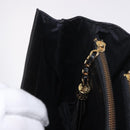 VALENTINO Hand Bag Leather Black Gold Auth 190581-20