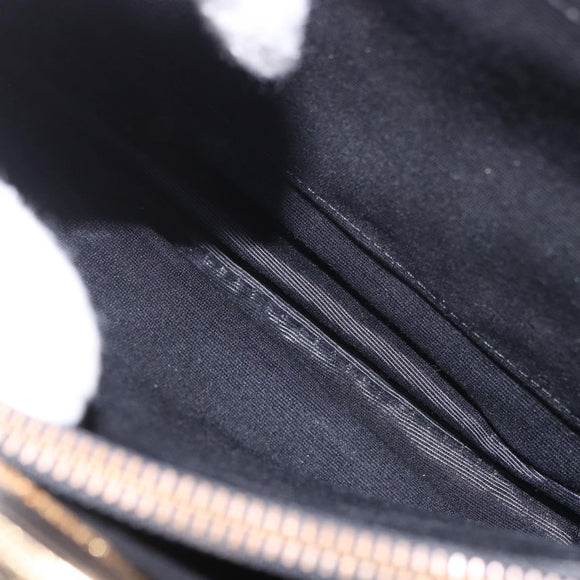 VALENTINO Hand Bag Leather Black Gold Auth 190581