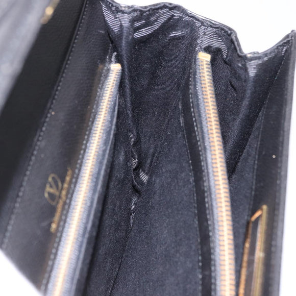 VALENTINO Hand Bag Leather Black Gold Auth 190581