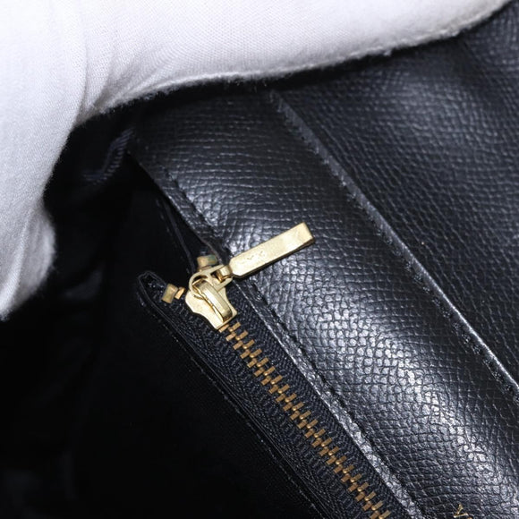 VALENTINO Hand Bag Leather Black Gold Auth 190581