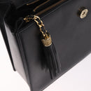 VALENTINO Hand Bag Leather Black Gold Auth 190581-26