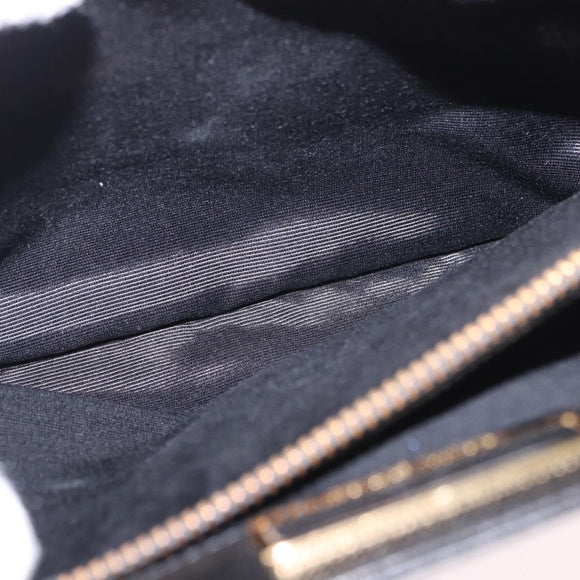 VALENTINO Hand Bag Leather Black Gold Auth 190581