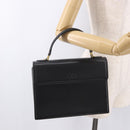 VALENTINO Hand Bag Leather Black Gold Auth 190581-28