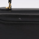 VALENTINO Hand Bag Leather Black Gold Auth 190581-3