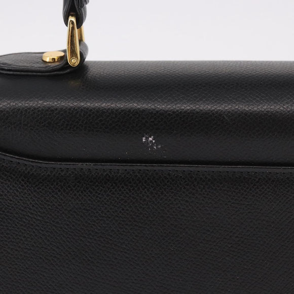 VALENTINO Hand Bag Leather Black Gold Auth 190581