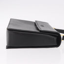 VALENTINO Hand Bag Leather Black Gold Auth 190581-4