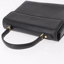 VALENTINO Hand Bag Leather Black Gold Auth 190581-7