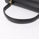 VALENTINO Hand Bag Leather Black Gold Auth 190581-8