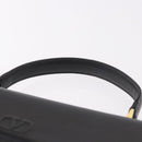 VALENTINO Hand Bag Leather Black Gold Auth 190581-9