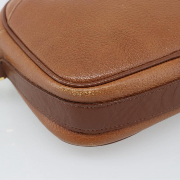 Burberrys Shoulder Bag Leather Brown Gold Auth 190582