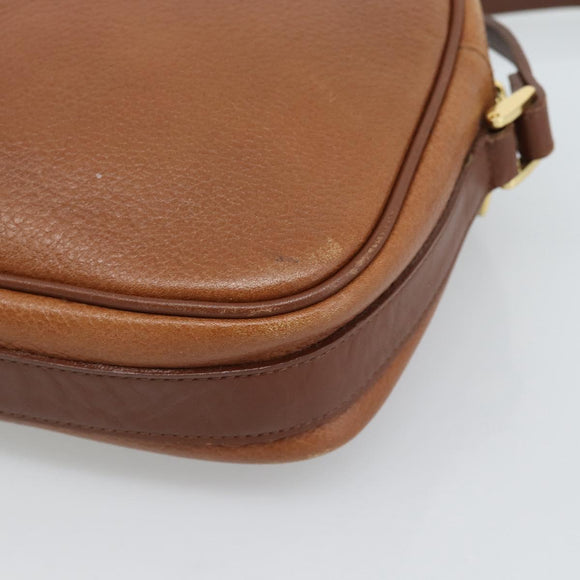 Burberrys Shoulder Bag Leather Brown Gold Auth 190582