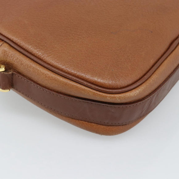 Burberrys Shoulder Bag Leather Brown Gold Auth 190582