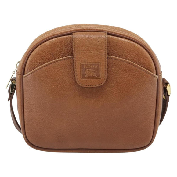 Burberrys Shoulder Bag Leather Brown Gold Auth 190582