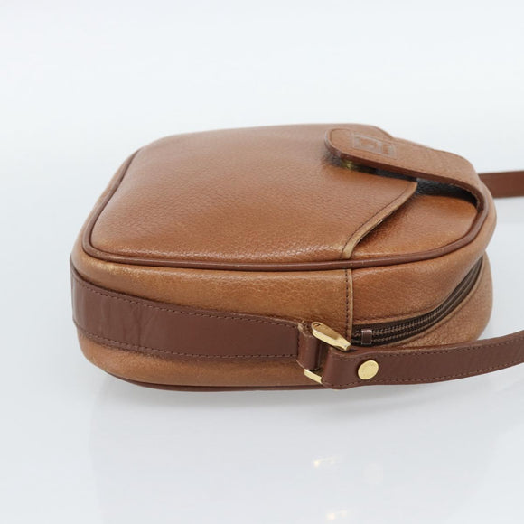 Burberrys Shoulder Bag Leather Brown Gold Auth 190582
