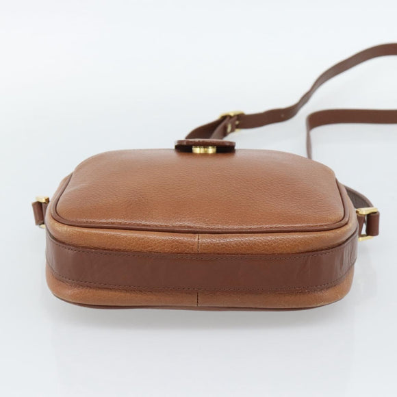 Burberrys Shoulder Bag Leather Brown Gold Auth 190582