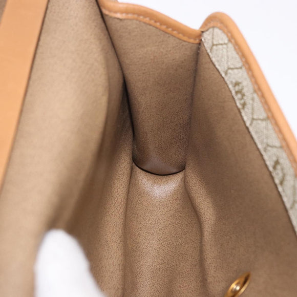 Christian Dior Honeycomb Canvas Chain Shoulder Bag PVC Beige Gold Auth 190583