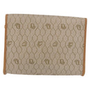 Christian Dior Honeycomb Canvas Chain Shoulder Bag PVC Beige Gold Auth 190583-2