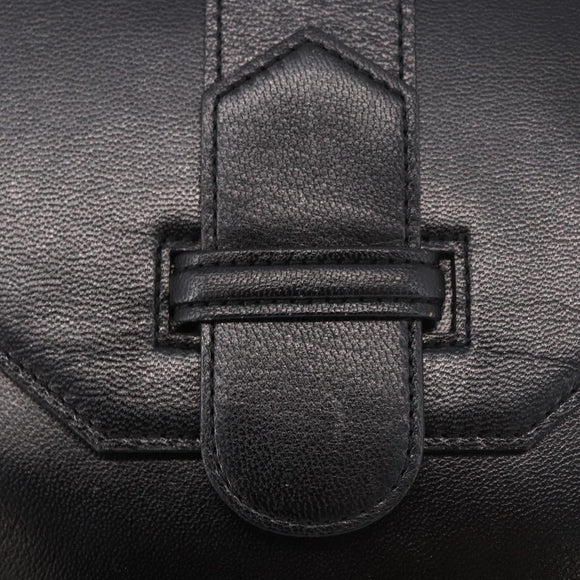 SAINT LAURENT Hand Bag Leather Black Gold Auth 190584