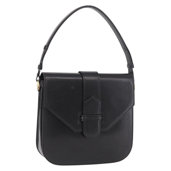 SAINT LAURENT Hand Bag Leather Black Gold Auth 190584