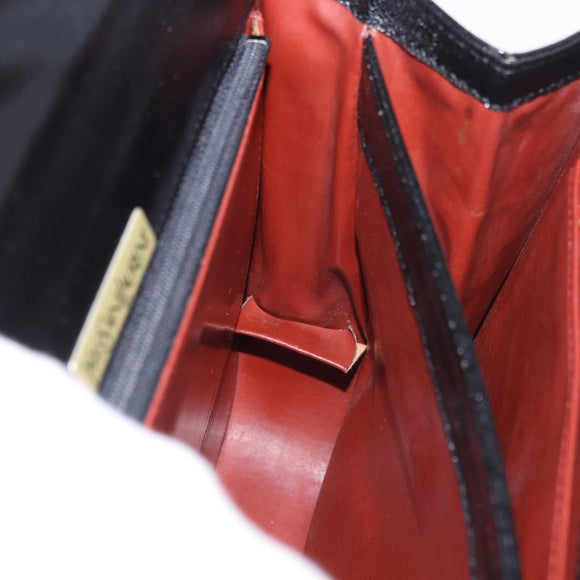 SAINT LAURENT Hand Bag Leather Black Gold Auth 190584