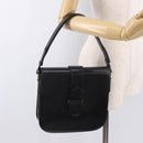 SAINT LAURENT Hand Bag Leather Black Gold Auth 190584-26
