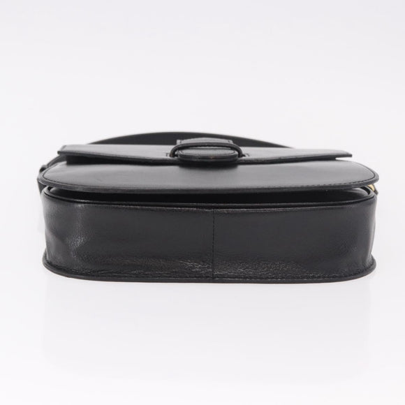 SAINT LAURENT Hand Bag Leather Black Gold Auth 190584
