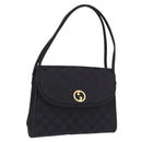GUCCI GG Hand Bag Nylon Black Gold Auth 190585-1