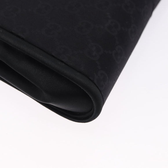 GUCCI GG Hand Bag Nylon Black Gold Auth 190585
