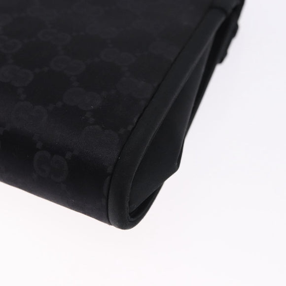 GUCCI GG Hand Bag Nylon Black Gold Auth 190585