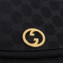 GUCCI GG Hand Bag Nylon Black Gold Auth 190585-14
