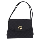 GUCCI GG Hand Bag Nylon Black Gold Auth 190585-2
