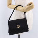 GUCCI GG Hand Bag Nylon Black Gold Auth 190585-21