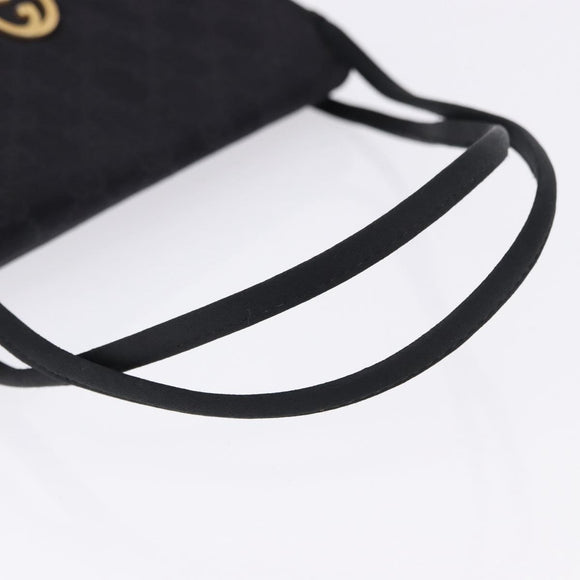 GUCCI GG Hand Bag Nylon Black Gold Auth 190585