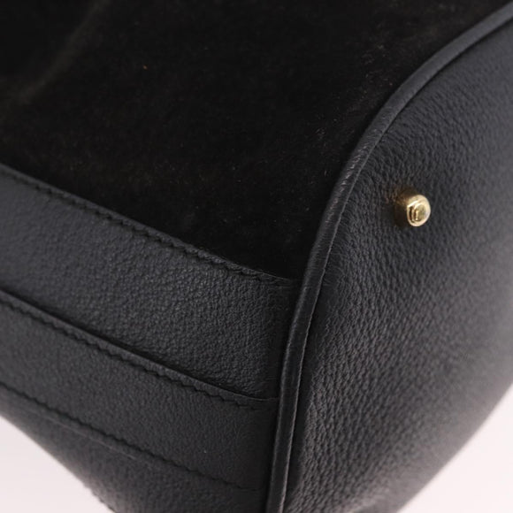 GUCCI Bamboo Hand Bag Suede 2way Black Gold 001 3754 Auth 190587