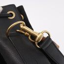GUCCI Bamboo Hand Bag Suede 2way Black Gold 001 3754 Auth 190587-16