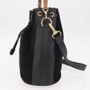 GUCCI Bamboo Hand Bag Suede 2way Black Gold 001 3754 Auth 190587-4