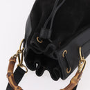 GUCCI Bamboo Hand Bag Suede 2way Black Gold 001 3754 Auth 190587-6