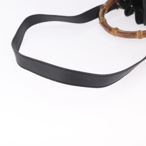 GUCCI Bamboo Hand Bag Suede 2way Black Gold 001 3754 Auth 190587