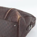 GUCCI Guccissima GG Canvas Boston Bag Leather Bordeaux Silver 146204 Auth 190589-10