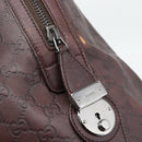 GUCCI Guccissima GG Canvas Boston Bag Leather Bordeaux Silver 146204 Auth 190589-15