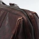 GUCCI Guccissima GG Canvas Boston Bag Leather Bordeaux Silver 146204 Auth 190589-17